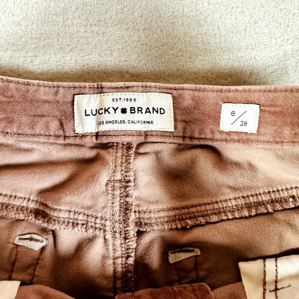 Lucky Brand Straight Leg Corduroy Pants in Dusty Rose